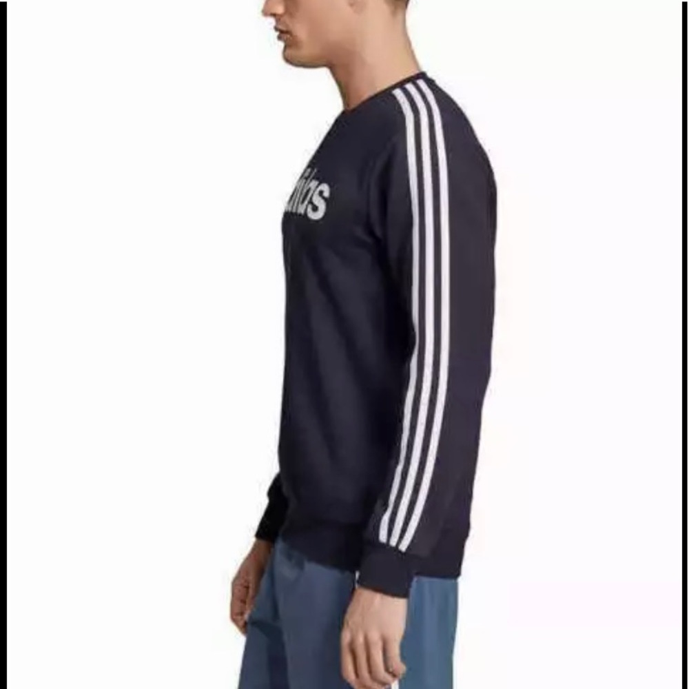 NEW Adidas Mens Fleece Logo Crew Neck Sweatshirt - Picture 5 of 11